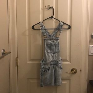 Light blue denim shirt overalls